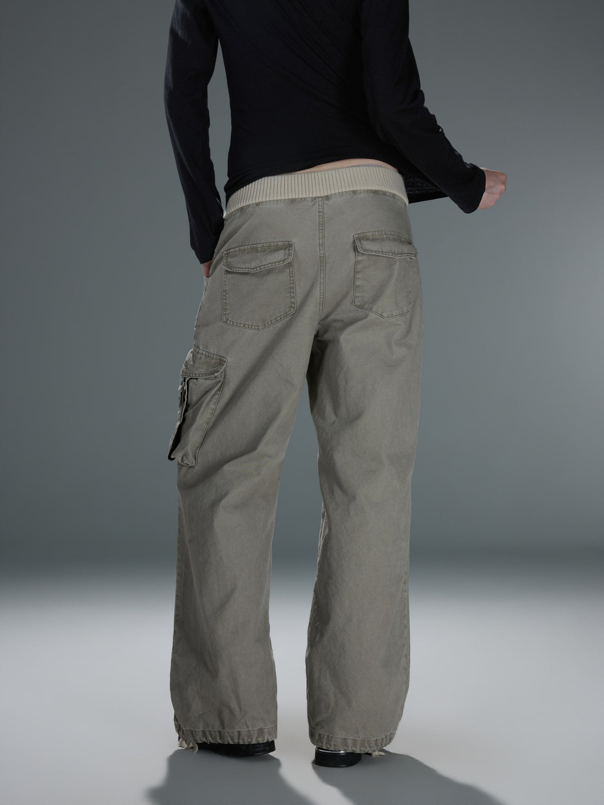 Contrast Embroidered Straight Cargo Pants — image 7