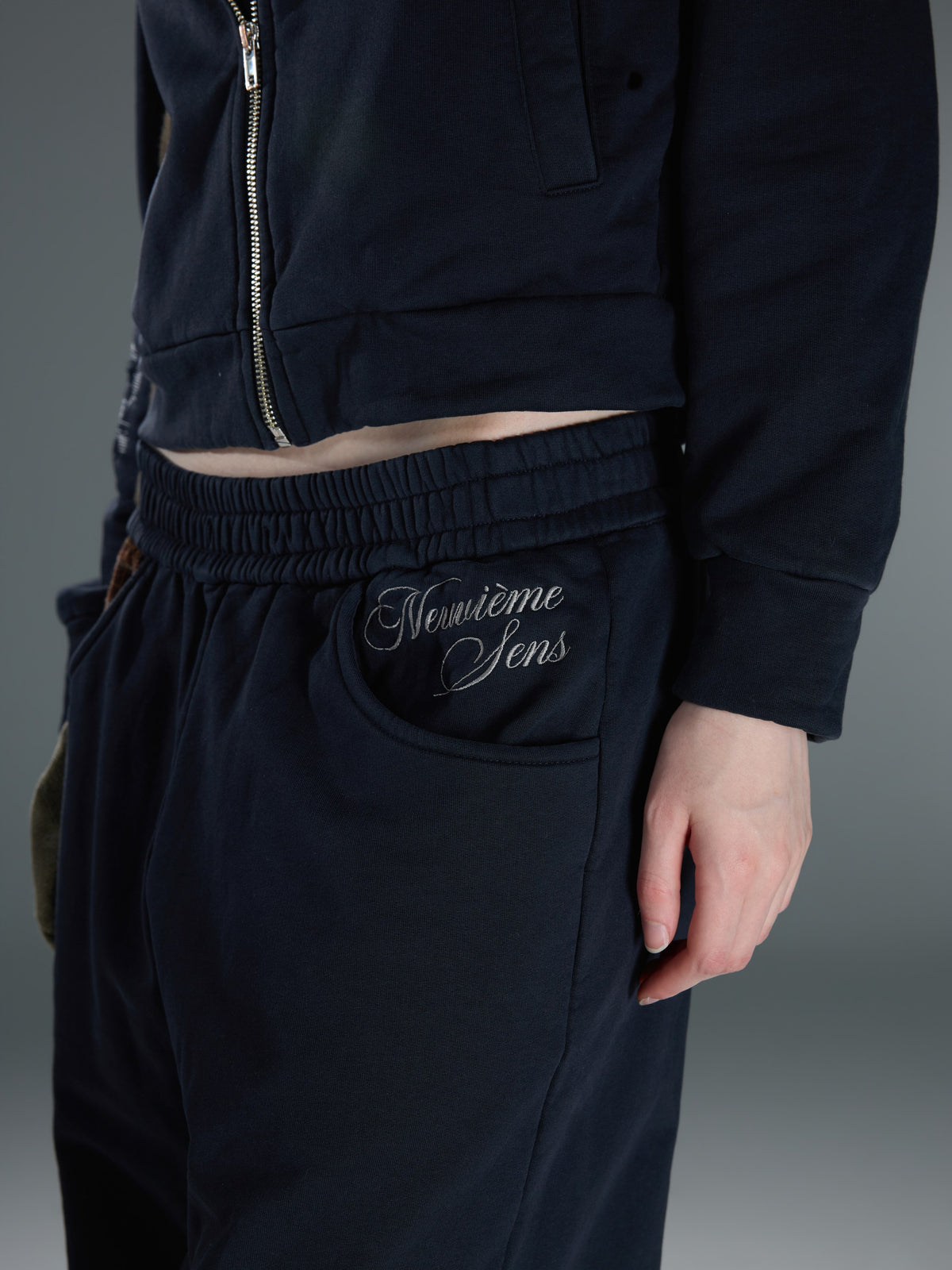 Washed Plaid-Panel Wide-Leg Sweatpants — image 7