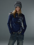 Layered-Collar Silver Foil Long Sleeve — image 4