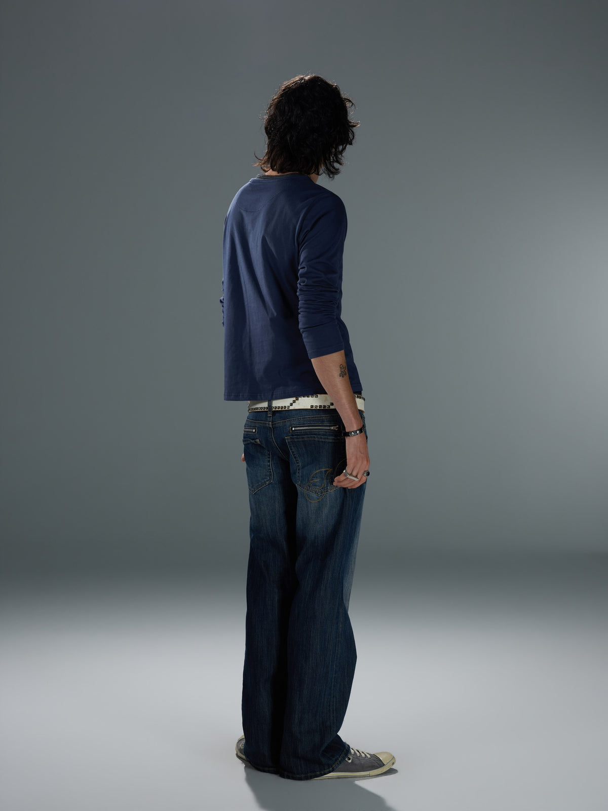Layered-Collar Silver Foil Long Sleeve — image 8