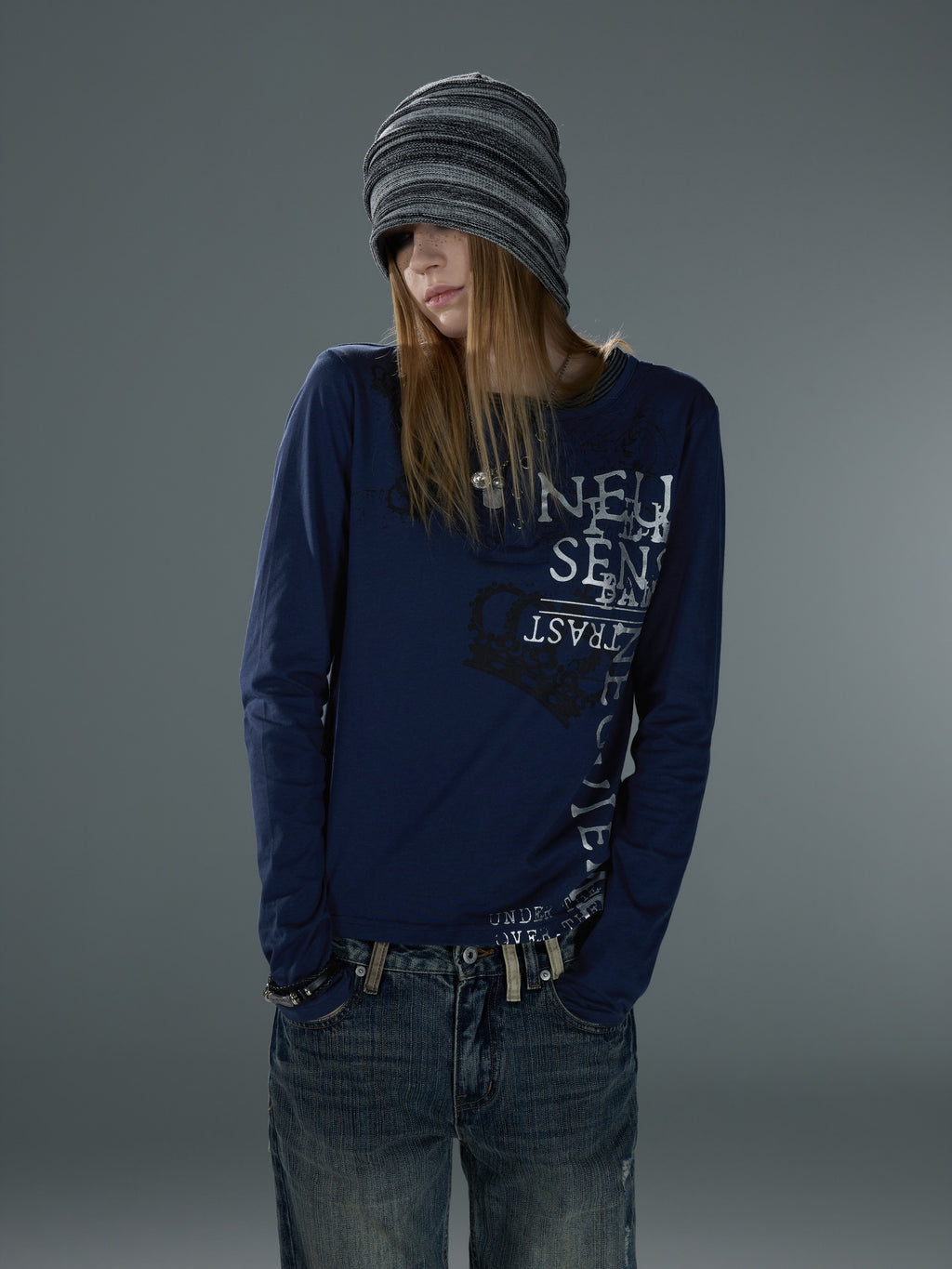 Layered-Collar Silver Foil Long Sleeve — image 9