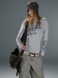 Vine Motif Rhinestone U-Neck Long Sleeve — image 4