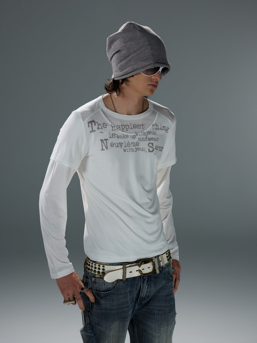 Layered-Look Graphic Wool-Blend Long Sleeve — image 5