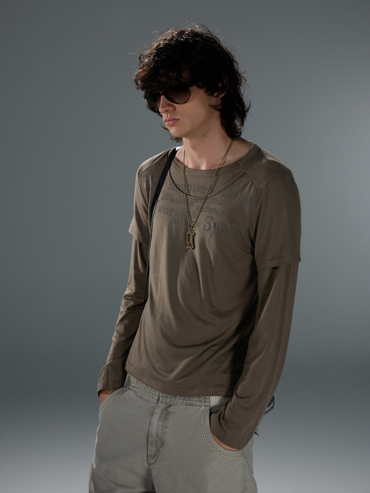 Layered-Look Graphic Wool-Blend Long Sleeve — image 8