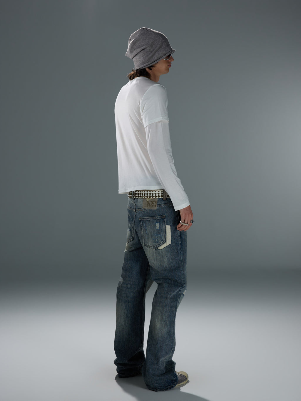 Layered-Look Graphic Wool-Blend Long Sleeve — image 13