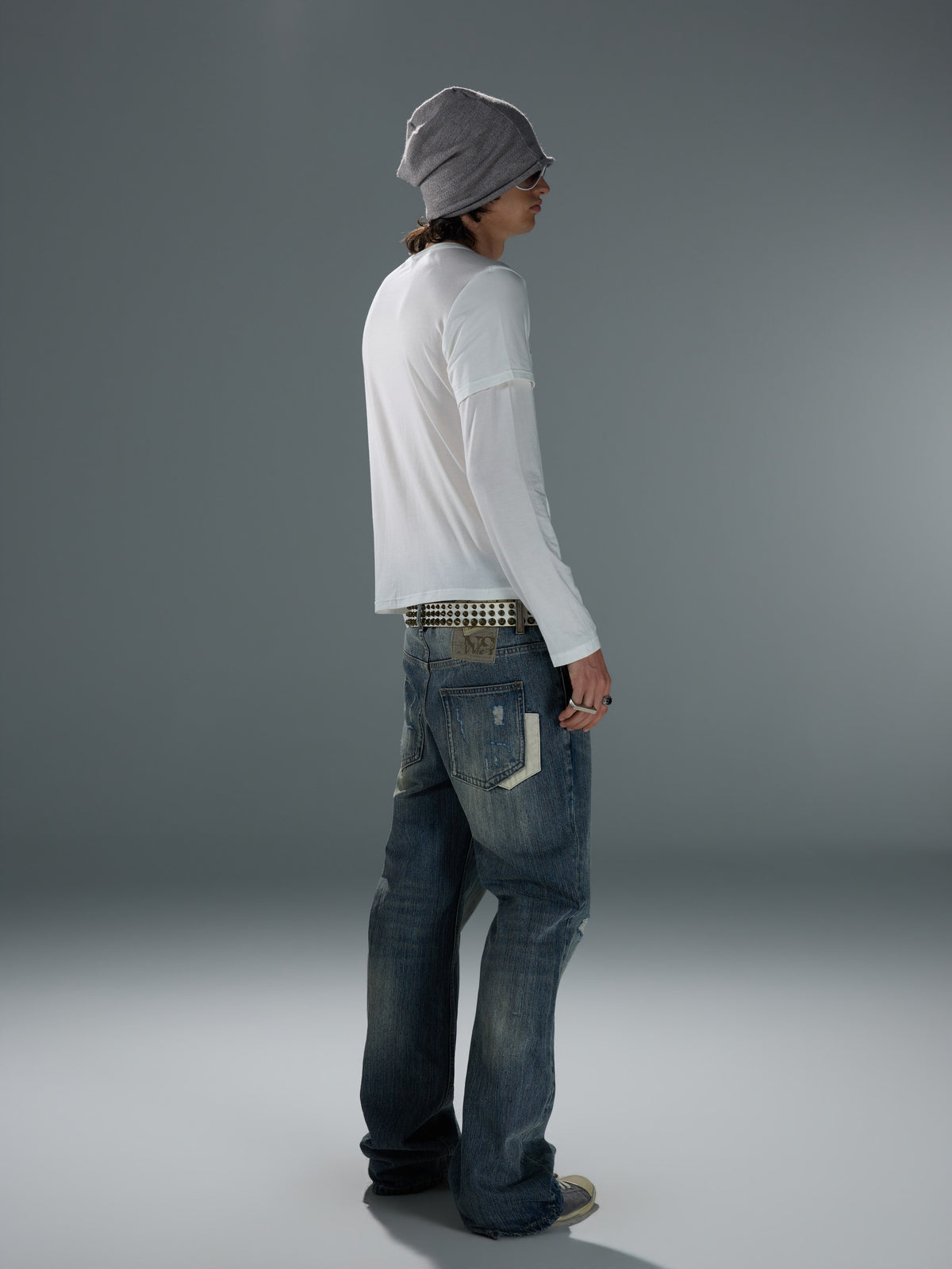 Layered-Look Graphic Wool-Blend Long Sleeve — image 13