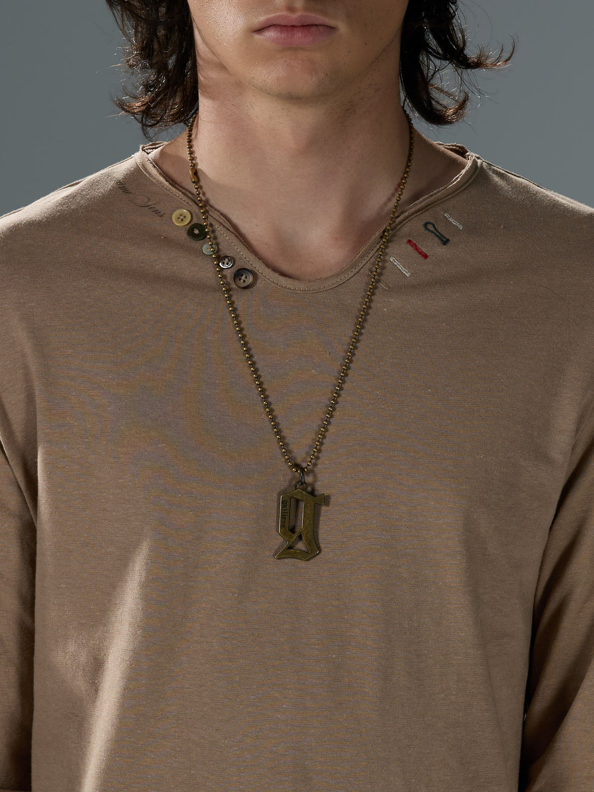 Contrast Hand-Stitched Button V-Neck — image 8