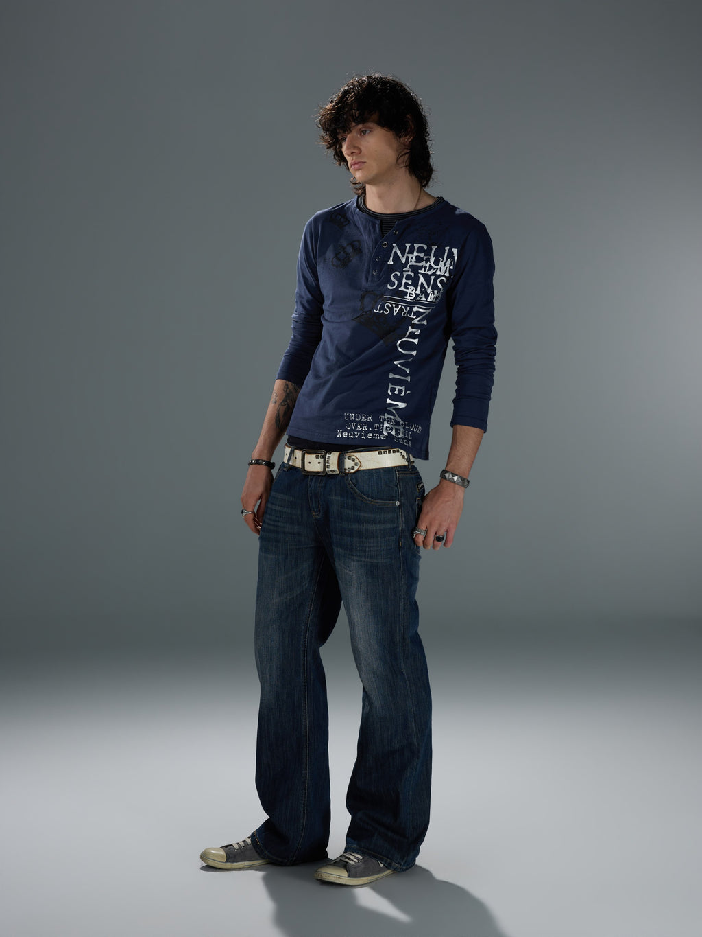 Washed Slub Straight-Leg Jeans — image 4