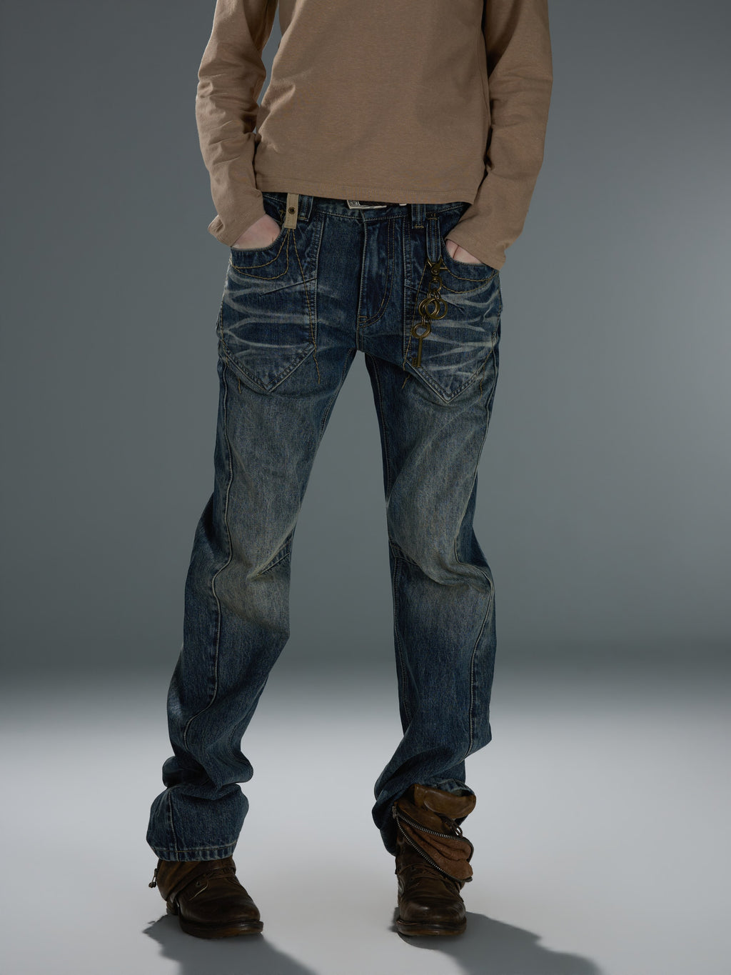 Washed Deconstructed Curved-Leg Jeans — image 6