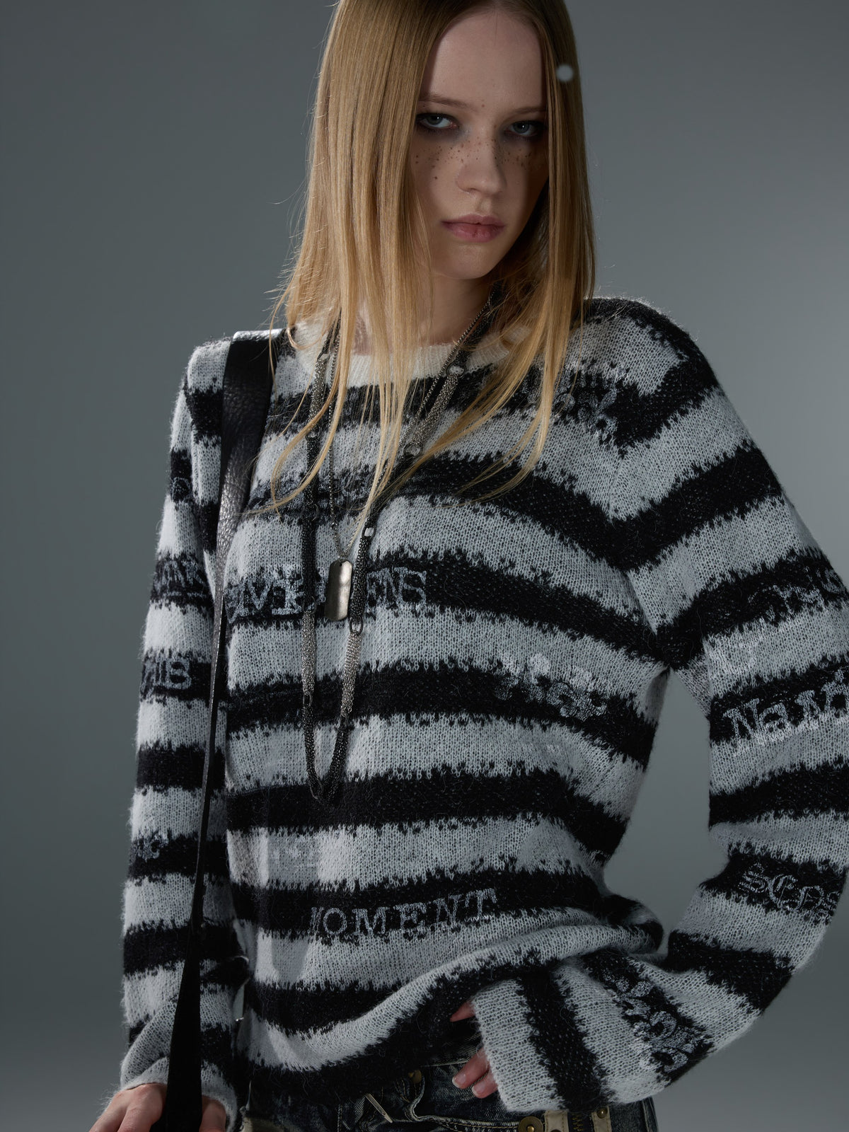 Jacquard Stripe Flocked-Effect Sweater — image 8